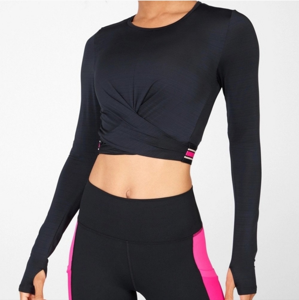 Fabletics Front Twist Long Sleeve Crop Top